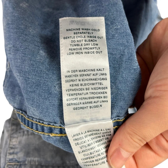 True Religion • All Over Logo Chambray Button Down Long Sleeve Shirt - Picture 10 of 10